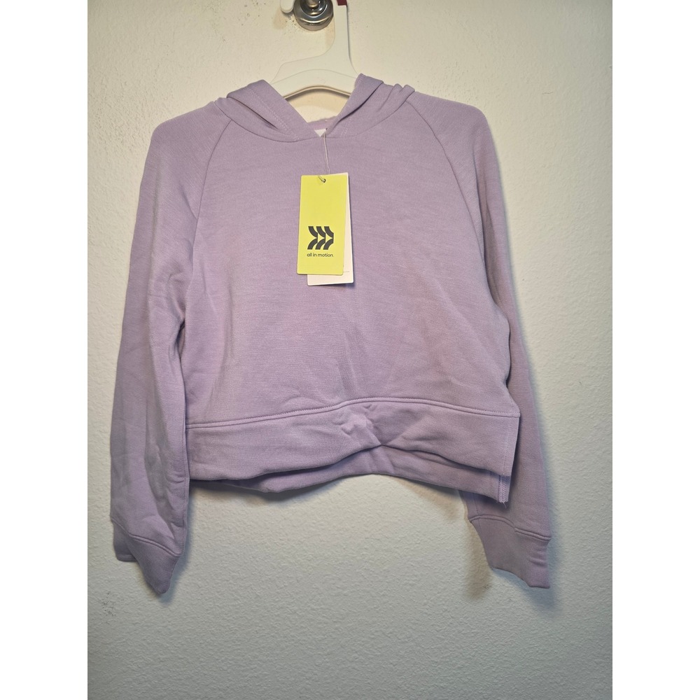 All In Motion Kids Pullover Hoodie Lavender Purple Cropped Sweatshirt XS 4/5 NWT